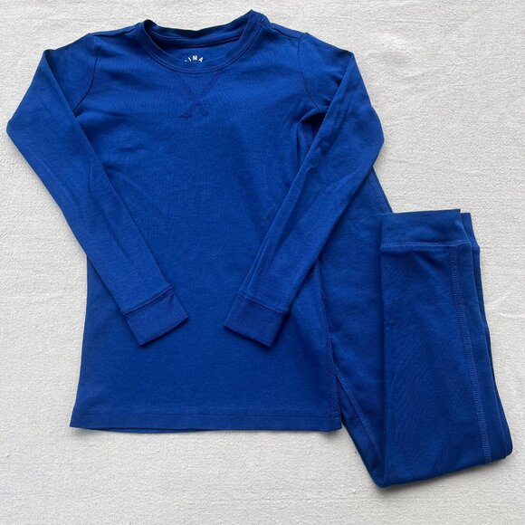 Primary Organic Long-Sleeve PJ Top & Pants, "Cobalt" Color, Size 6-7, EUC - Picture 1 of 13